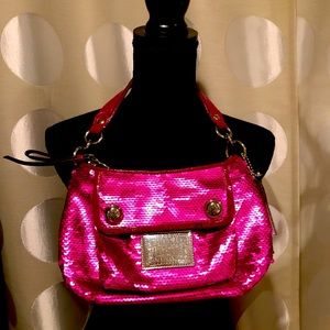 COACH hot pink sequin POPPY shoulder bag NWOT